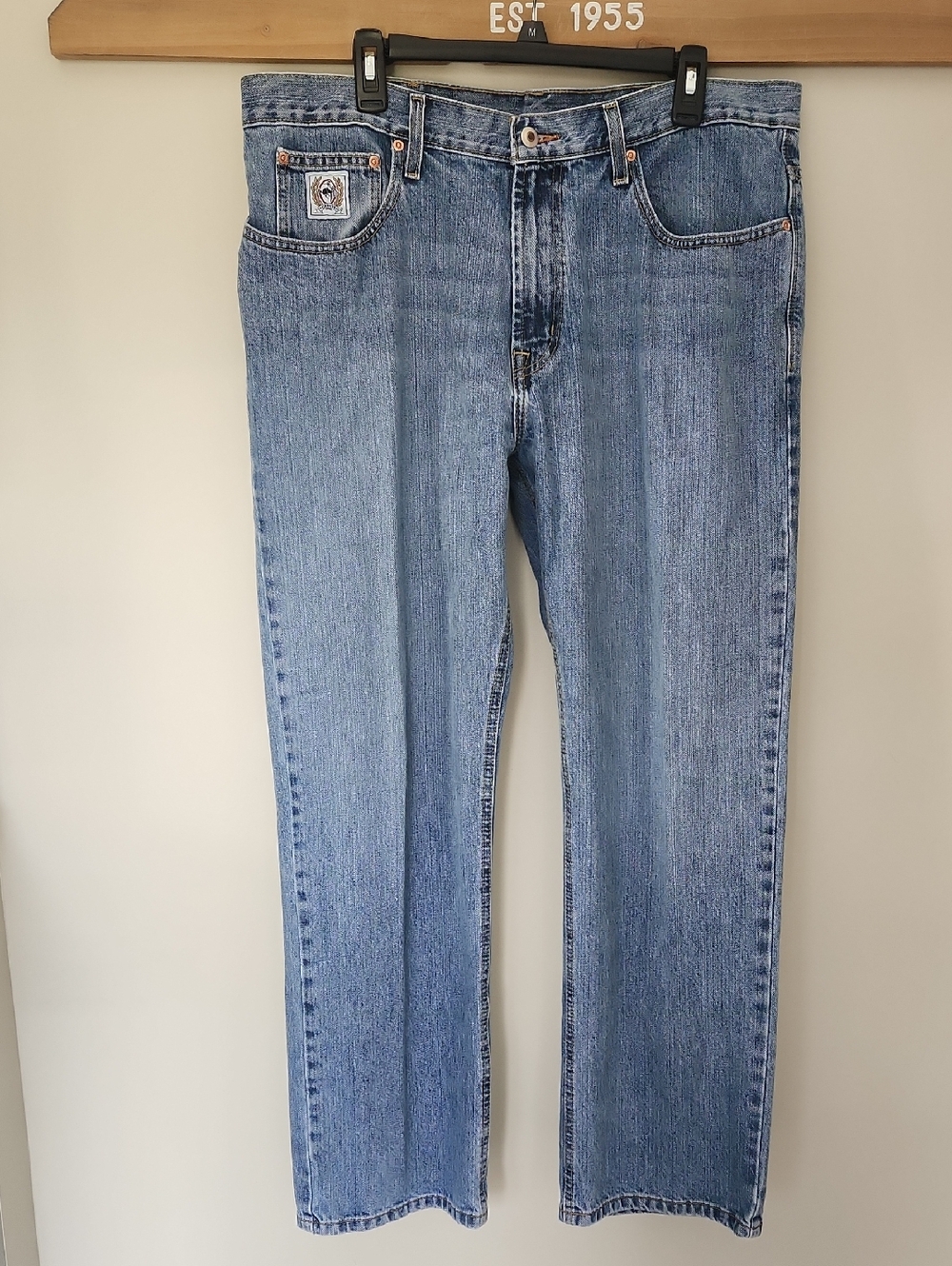 Cinch Silver Label Jeans Mens 38x32 Light Wash Relaxed Fit Straight Leg Denim